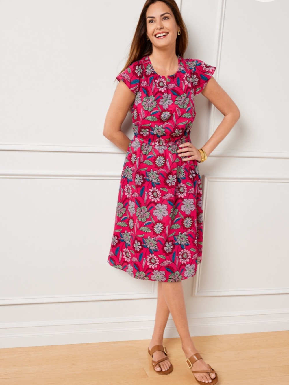 TALBOTS FLUTTER SLEEVE FIT & FLARE DRESS - BEAUTIFUL
BOTANICAL Size 16